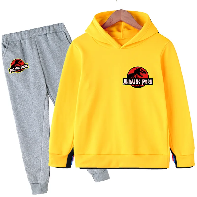 

2021 Autumn Baby Clothes Children Boys Girls Sport Jurassic Park Hoodies Pants 2Pcs sets Jurassic Park Clothing Kids Tracksuit