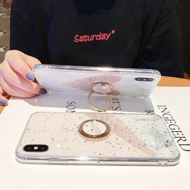 LOVECOM Geometric Splice Phone Case With Ring Holder For Samsung Note 10 9 Pro S9 S10 Plus A7 A8 2018 Soft Epoxy Cover | Мобильные