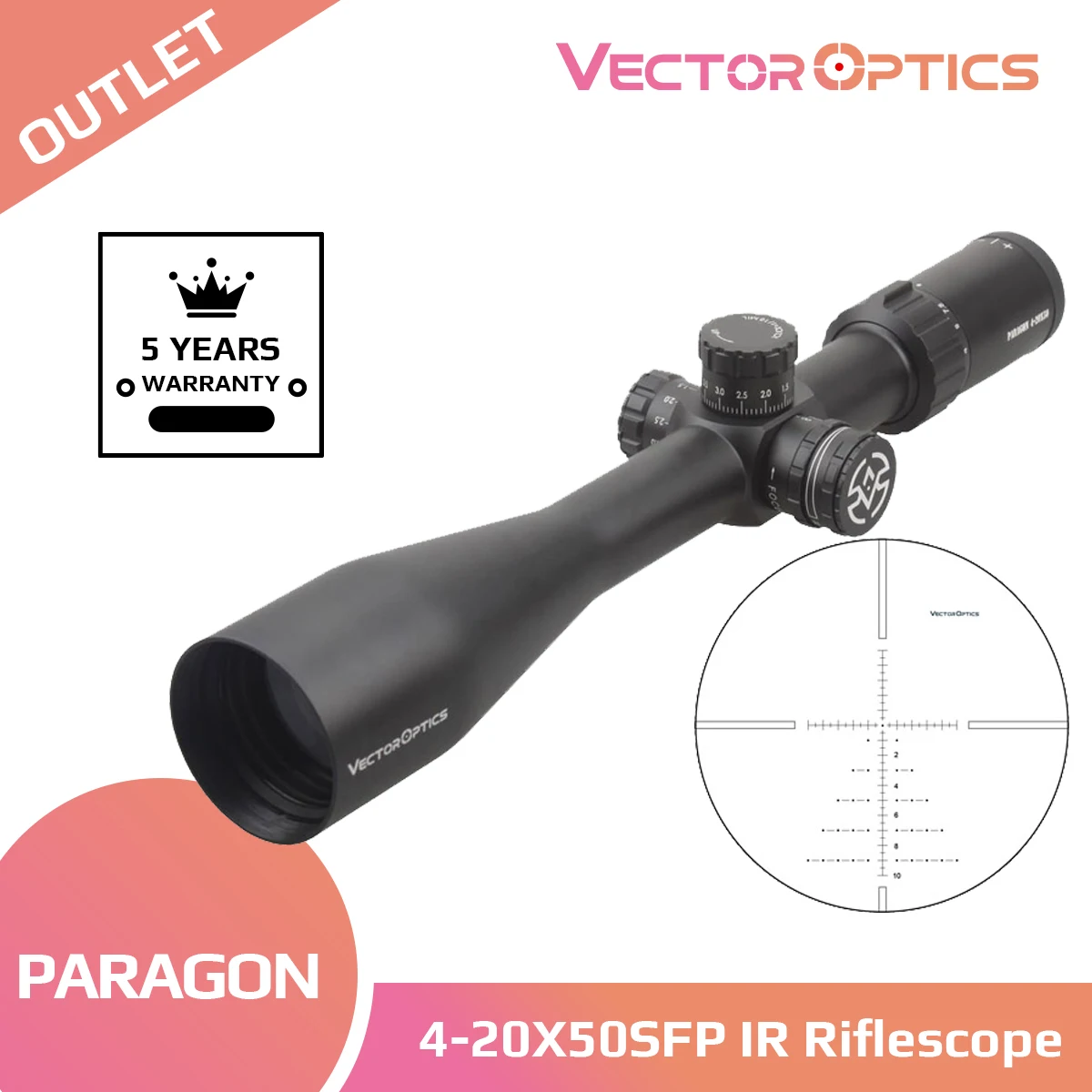 Vector Optics Paragon 4 20x50SFP 1/10MIL охотничий прицел немецкий оптический для винтовки