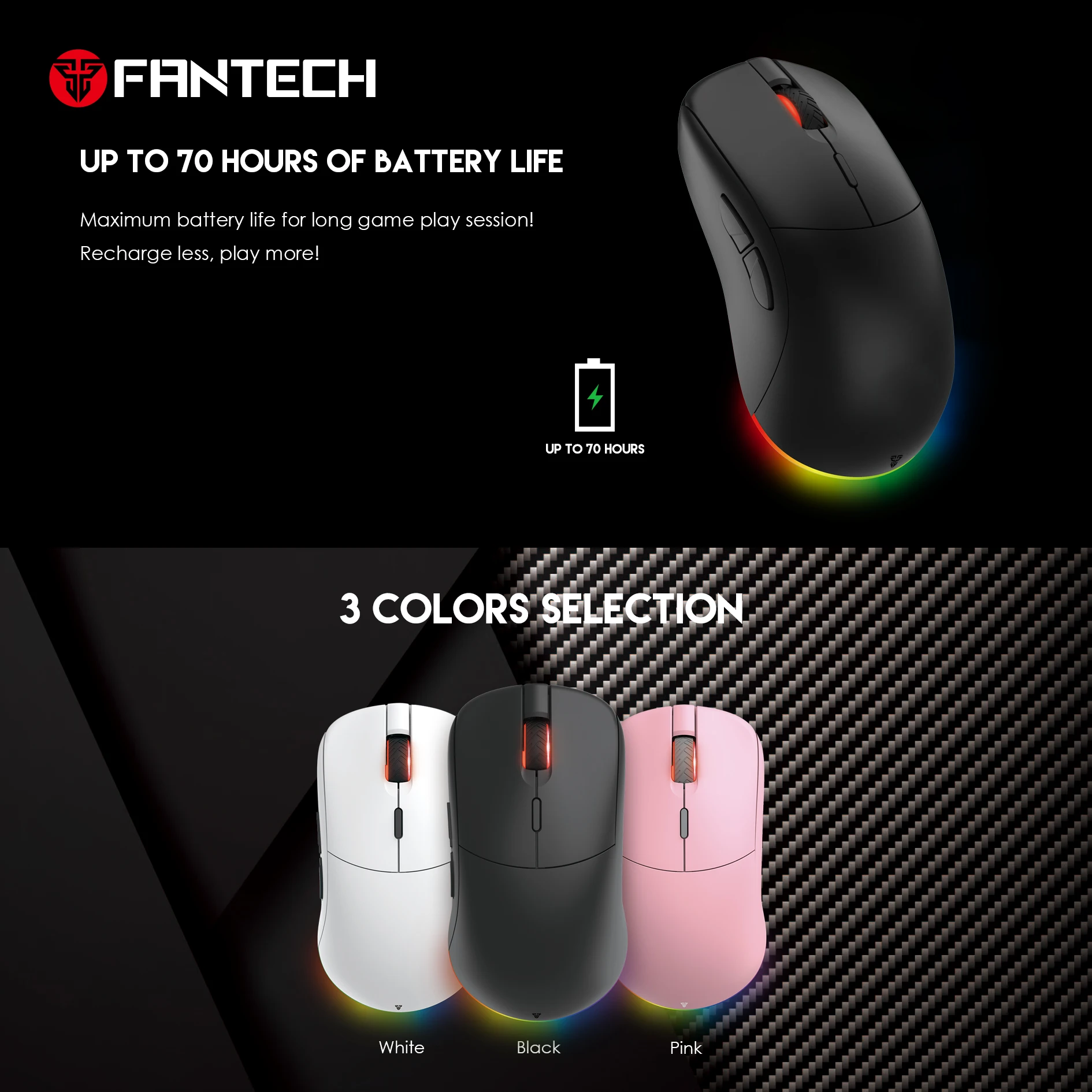 Беспроводная игровая мышь FANTECH HELIOS XD3V2 PIXART 3370 19000 DPI RGB мыши Kailh 8 0 80 миллионов