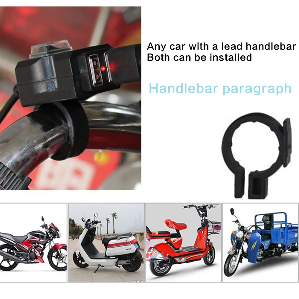 

Motorcycle Waterproof Rearview Mirror Dual USB Charger Handlebar Socket Plug Charger Outlet For Motorcycle Phone Accessories