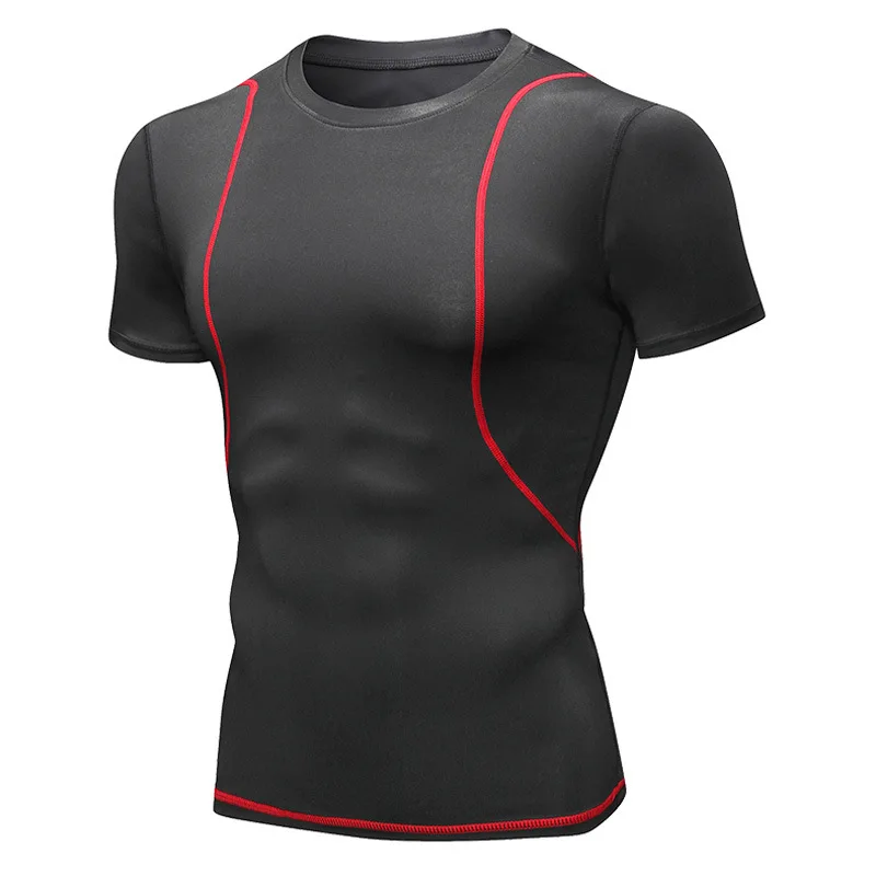 

Men's Fitness Short Sleeve Outdoor Athletic T-shirt Running Training Elastic Tight Breathable Quick Drying Clothes Short Sleeve