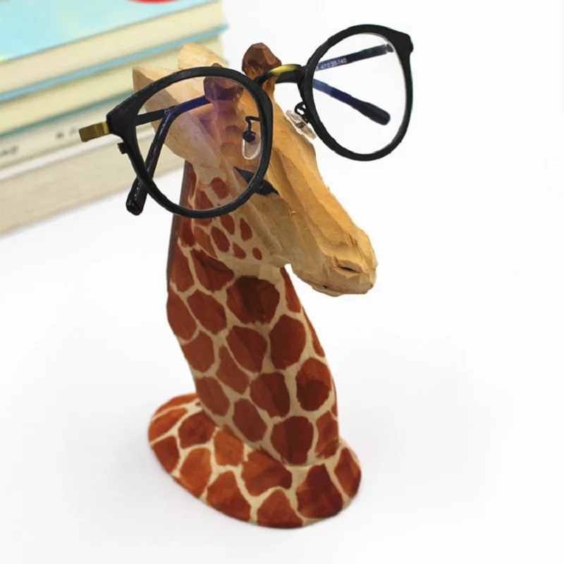 Креативная подставка для очков с милыми объемными животными деревянная