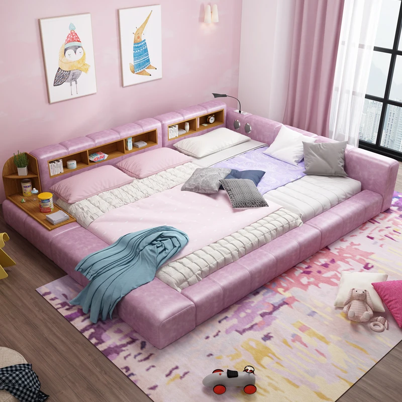 Кожаная кровать новейшая многофункциональная из натуральной кожи современный