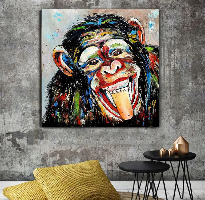 

Large Size Funny Monkey Gorilla Animal Graffit Art Canvas Painting Modern Wall Art Posters Prints For Living Room Wall Pictures