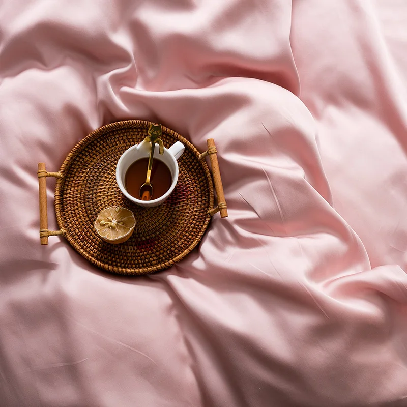 

Liv-Esthete Women Star Noble Pink 100% Silk Bedding Set Silky Healthy Duvet Cover Flat Sheet Pillowcace Queen King Bed Linen Set