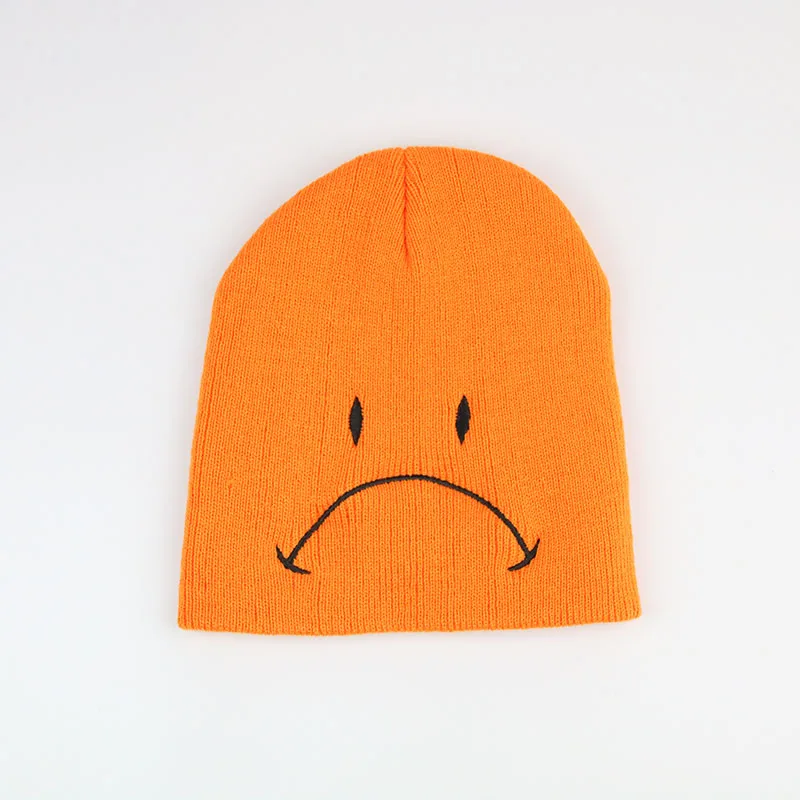 Фирменная Новинка детская Шапка бини со смайликом теплая вязаная шапка Осенняя