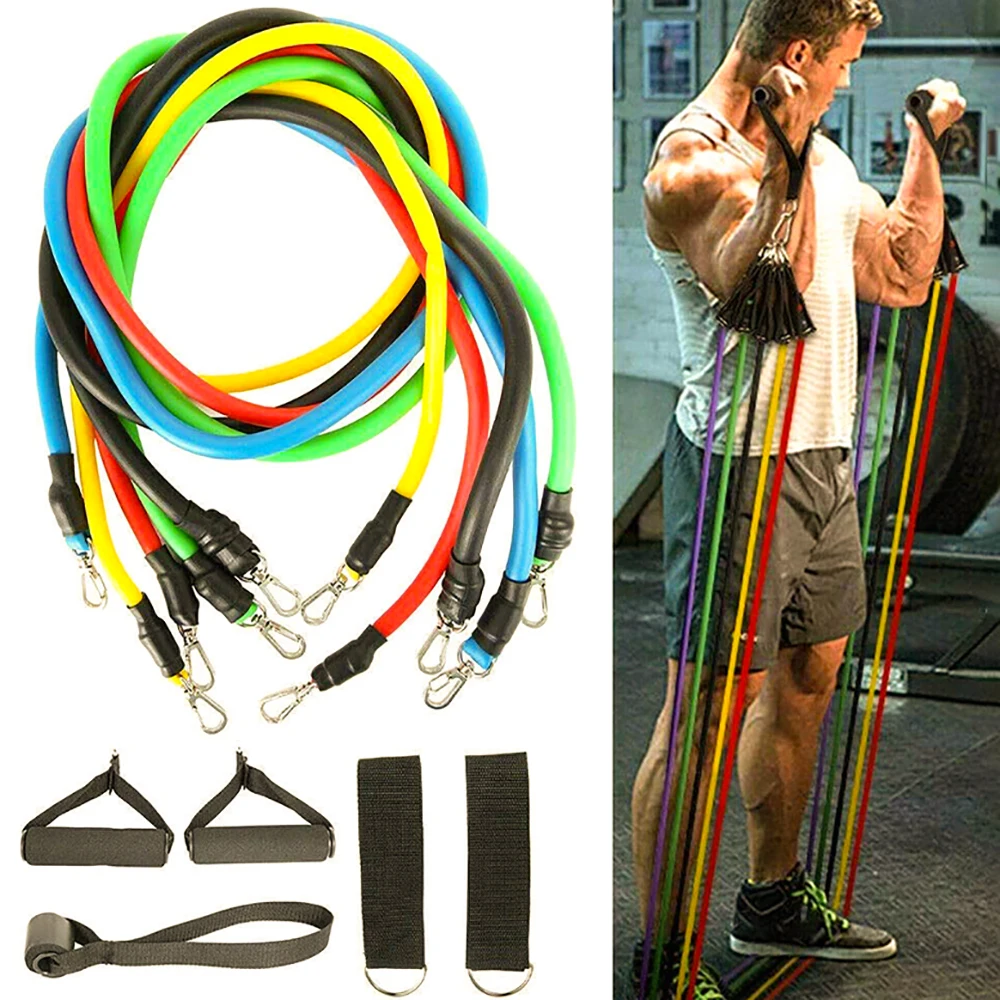 

11 Piece Pull Rope Set Fitness Elastic Band Resistance Belt Training Set Pull With Tension Rope Workout Equipment