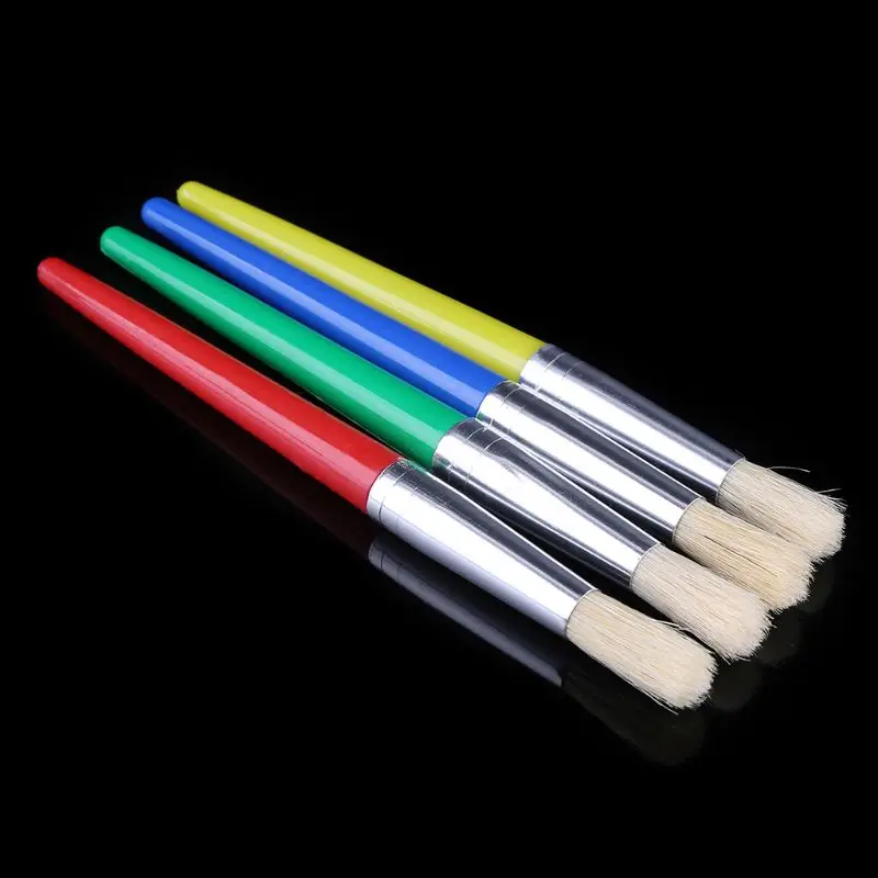 

4 Colors Spill-Proof Paint Canists with Caps and 4 Parts Colors Assorted Children's Paint Brushes set