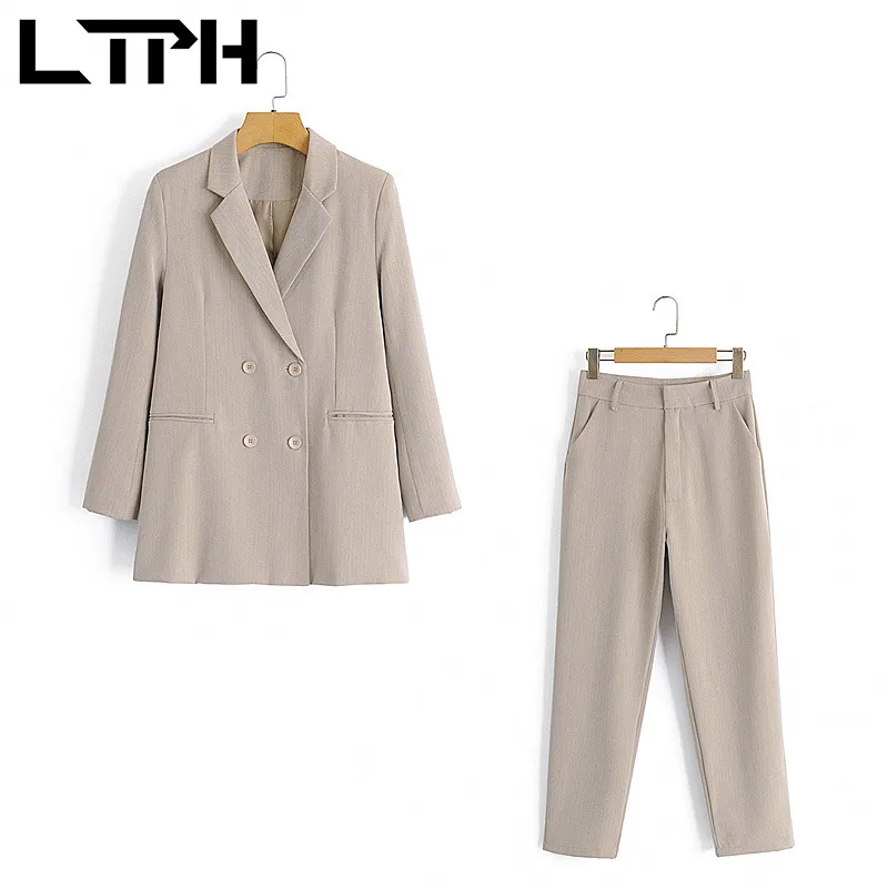 LTPH Oficina dama traje de 3 piezas de las mujeres trajes chaqueta holgada de cintura alta Pantalones cortos shorts chic 2021 trajes de primavera, nuevo,