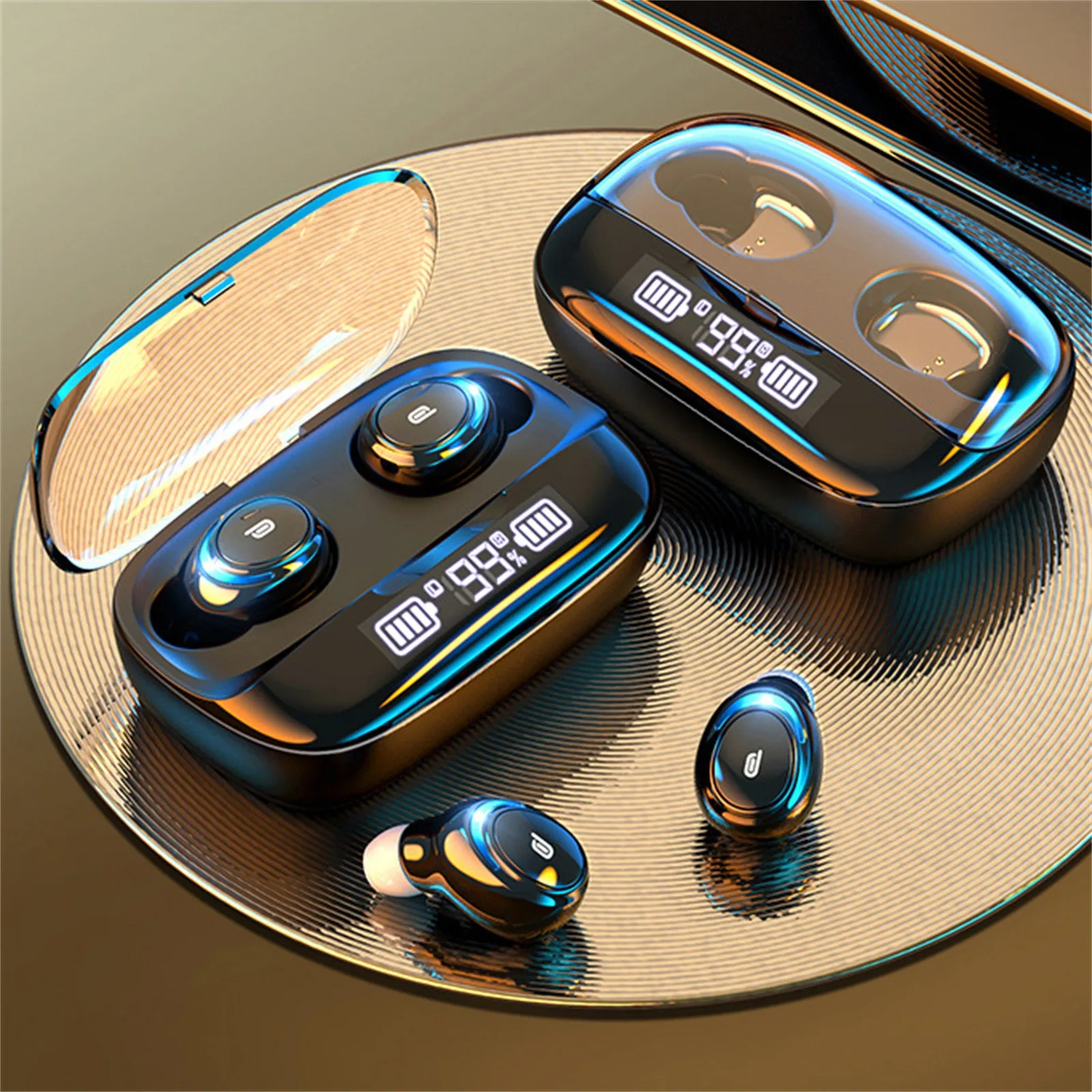 Фото M8 наушники-вкладыши TWS Bluetooth 5,1 наушники зарядным устройством светодиодный Беспроводной наушники 9D стерео спортивные Водонепроницаемый гар... №3