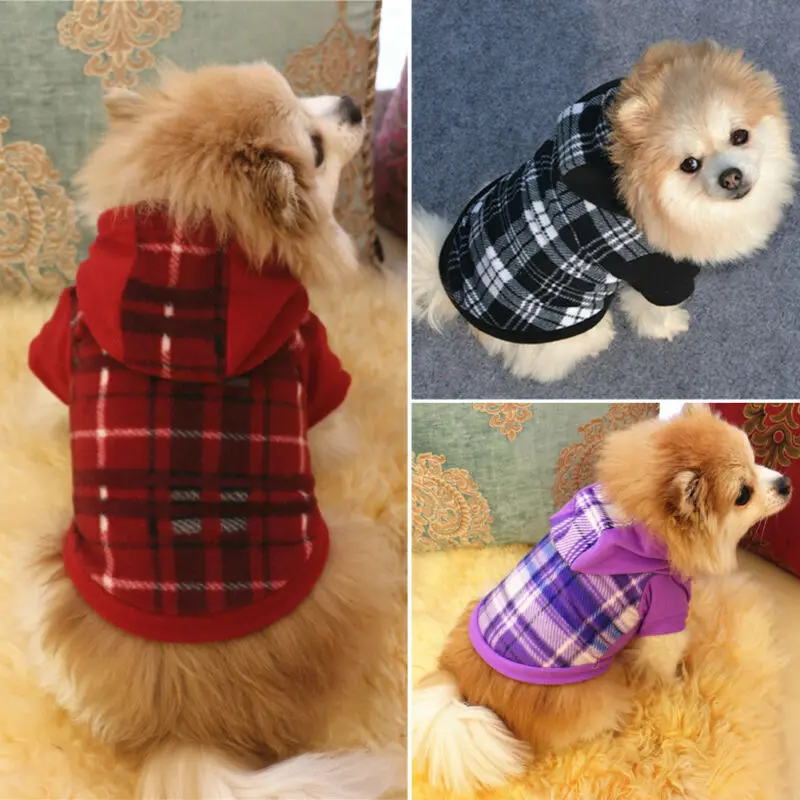 Новинка из флиса для собак жгут плед печатных жилет джемпер свитер пальто малых и
