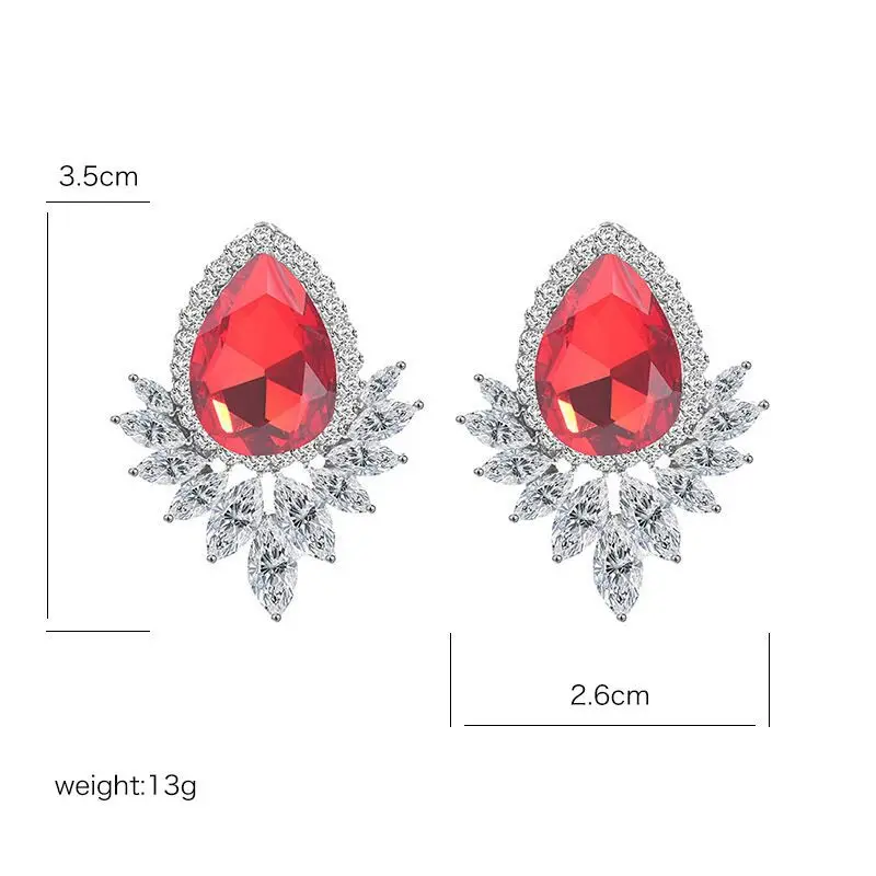 Новинка женские модные серьги с кристаллами стразы Красный/Розовый стекло