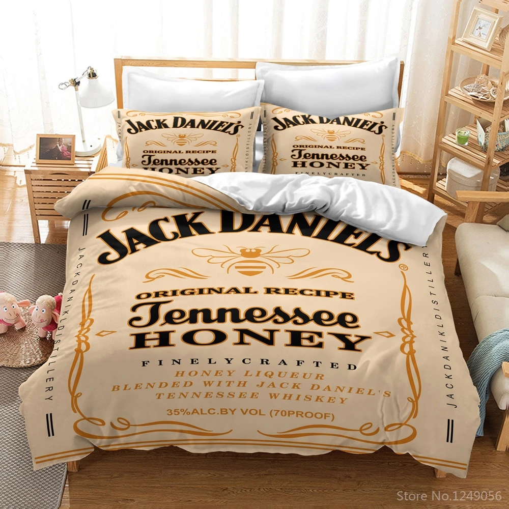 

Famous Jack Whiskey Wine Duvet Cover Set Digital Printing Bedding Set Single Double Twin Full Queen King Size for Bedroom Decor