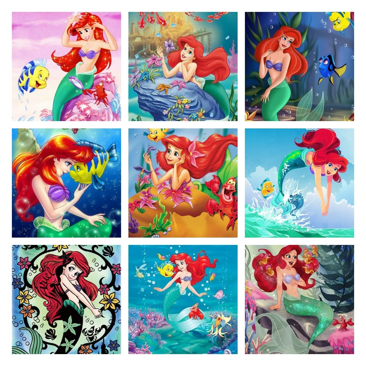 

Disney DIY 5D Diamond Painting Cross Stitch Cartoon The Little Mermaid Ariel Princess Embroidery Mosaic Wall Decor Gifts