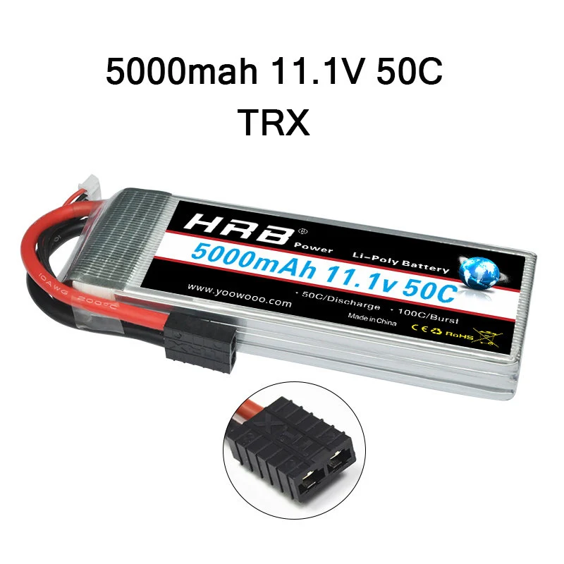 Hrb RC Lipo 1 S 2 S 3 S 4S 5S 3,7 V 7,4 V 11,1 V 14,8 V 18,5 V Батарея 1500 mah 2200 mah 3300 mah 4200 mah 5000 mah 5200 mah 6000 mah 10000 mah - Цвет: 3S 5000mah 50C TRX
