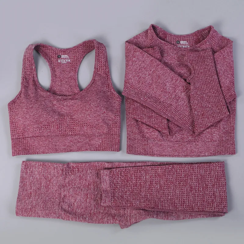 

2/3pc Women's Tracksuit Gym Leggings Running Sportswear Sport outfit Top push up Sports Suit Fitness Clothing Seamless Yoga Set