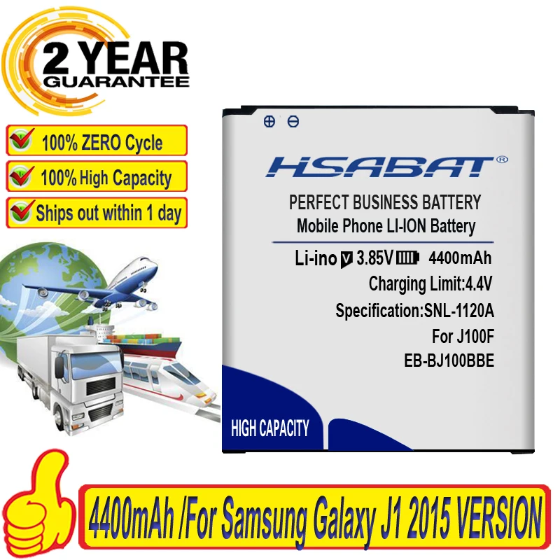 Аккумулятор HSABAT 4400 мач для Samsung Galaxy J100 батарея J100F J100H J100M J100FN J100D|battery for samsung galaxy|battery