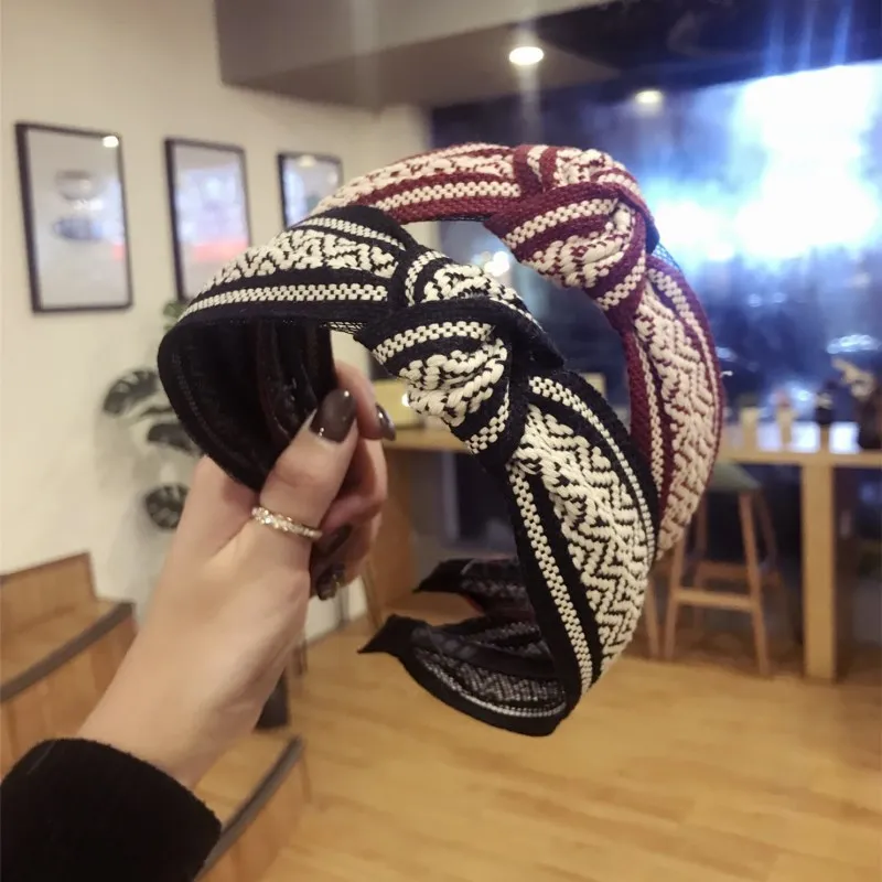 

Wide Brim Head Hoop Ethnic Braided Headband Twist Knot Bohemia Hairbands Cross Knotted Hair Hoop Bows Knotted Hair Accessories