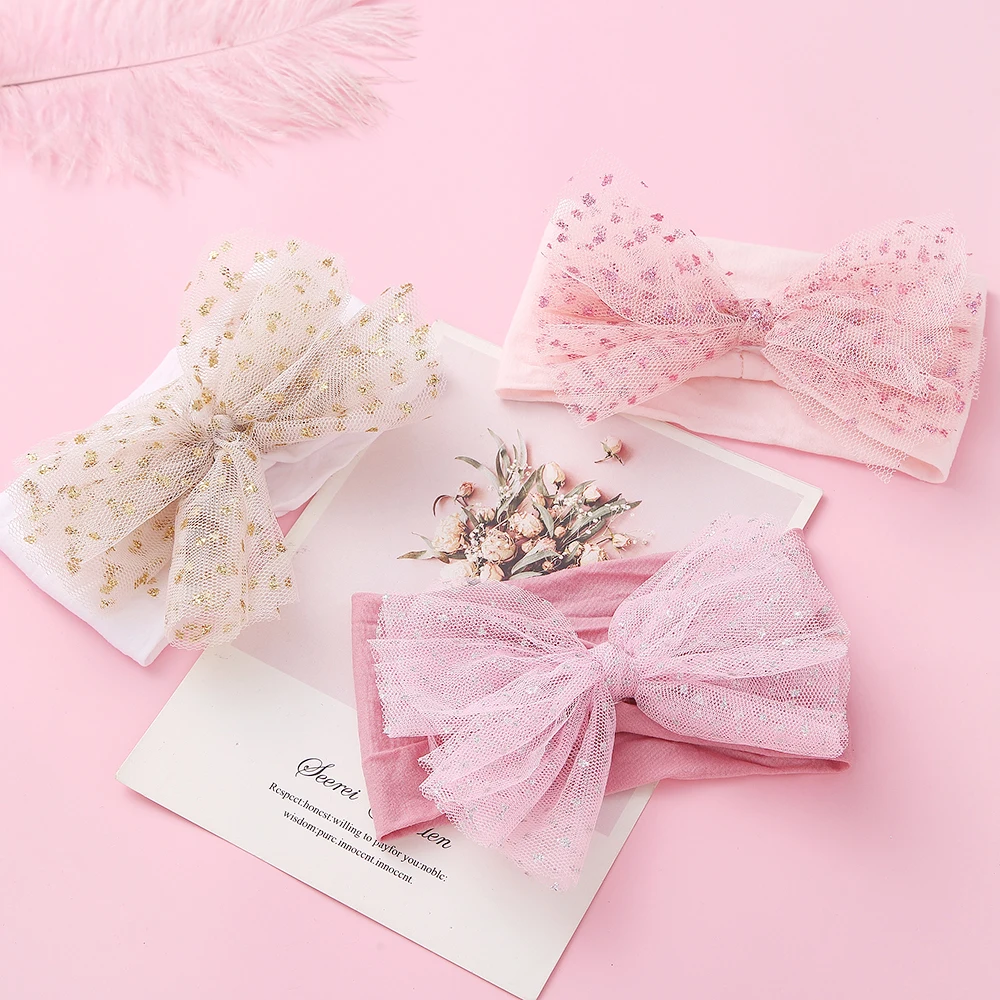 

Chiffon Baby Bows Headband Dot Sequins Hair Bands For Children Elastic Girl Hairband Baby Turban Headwear Kids Hair Accessories