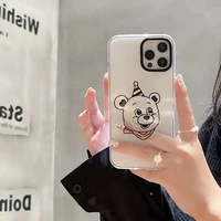 korean ins cute bear stand holder phone case for iphone 13 12 mini 11 pro xs max xr x 7 8 plus 2020 se soft bracket back cover