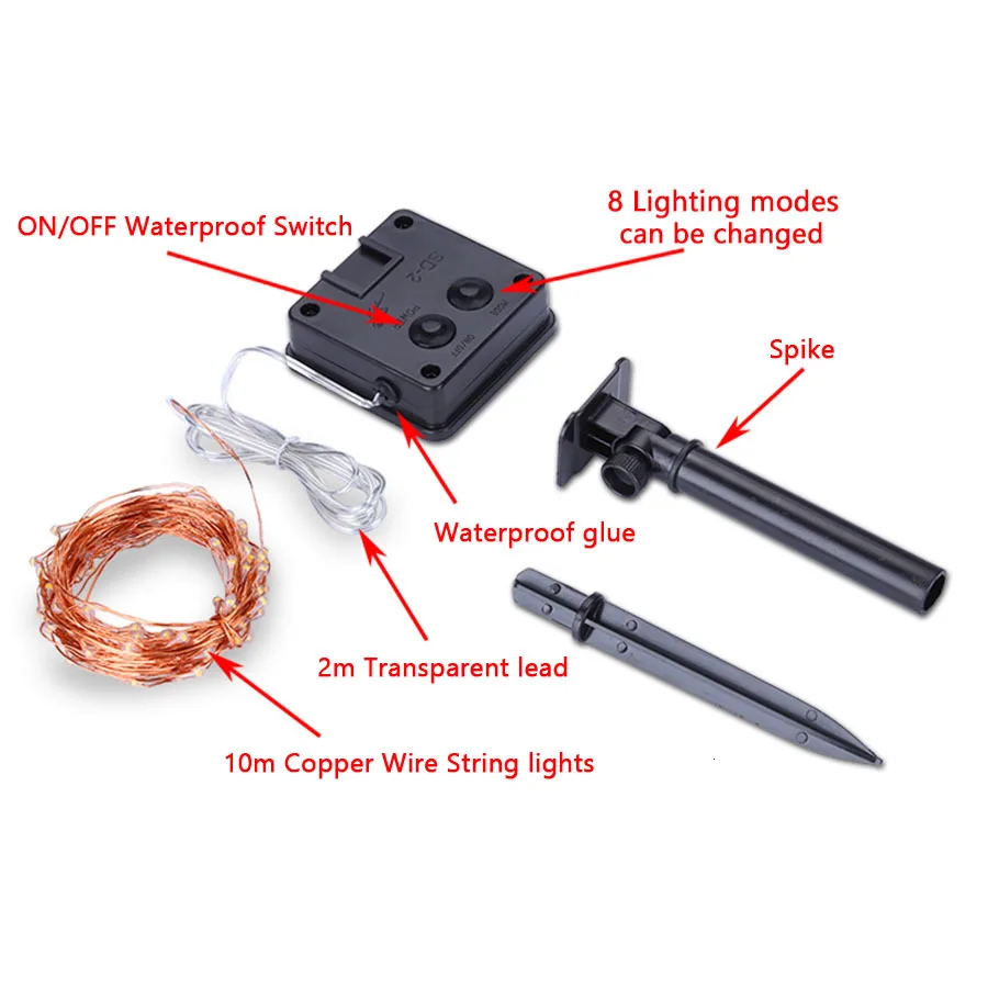 20 м 200 светодиодный s солнечный светильник Открытый водонепроницаемый на