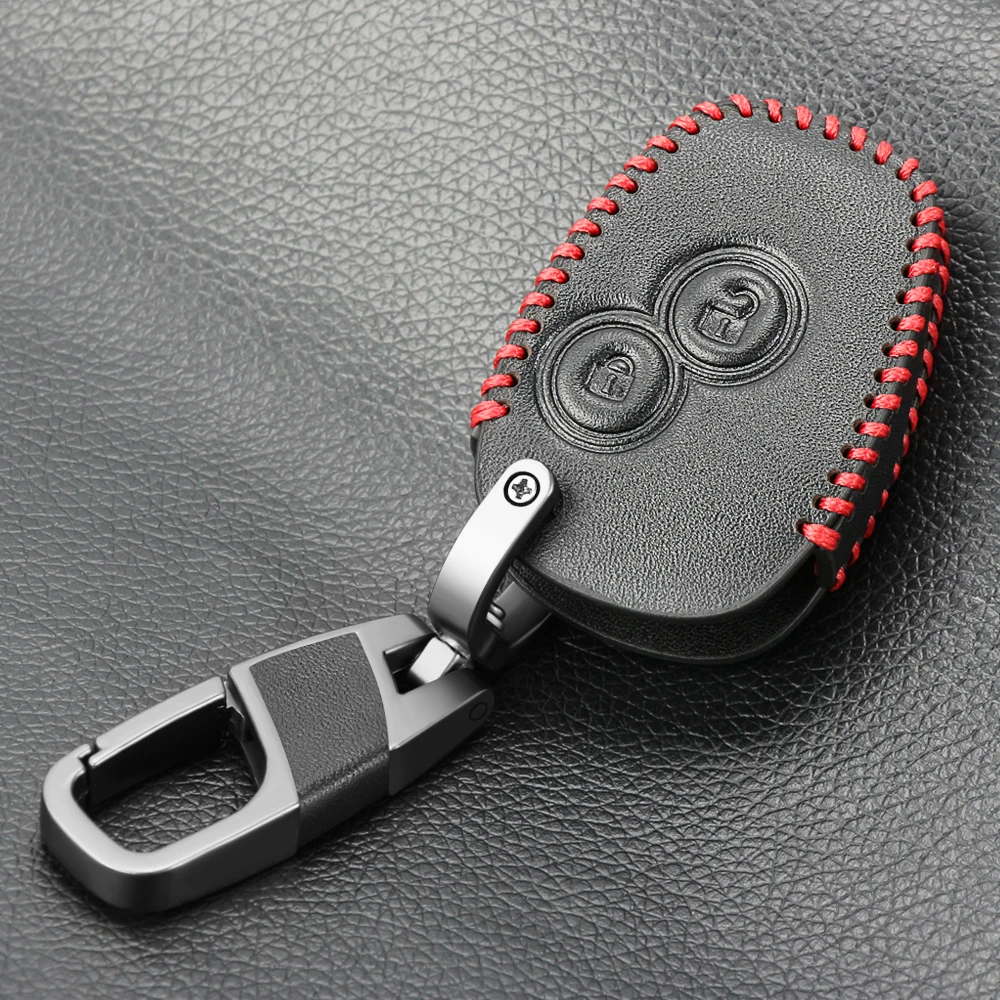 Genuine Leather Car Key Cover Case 2 Buttons for Renault Clio Scenic Megane Duster Sandero Captur Twingo Modus Remote | Автомобили и