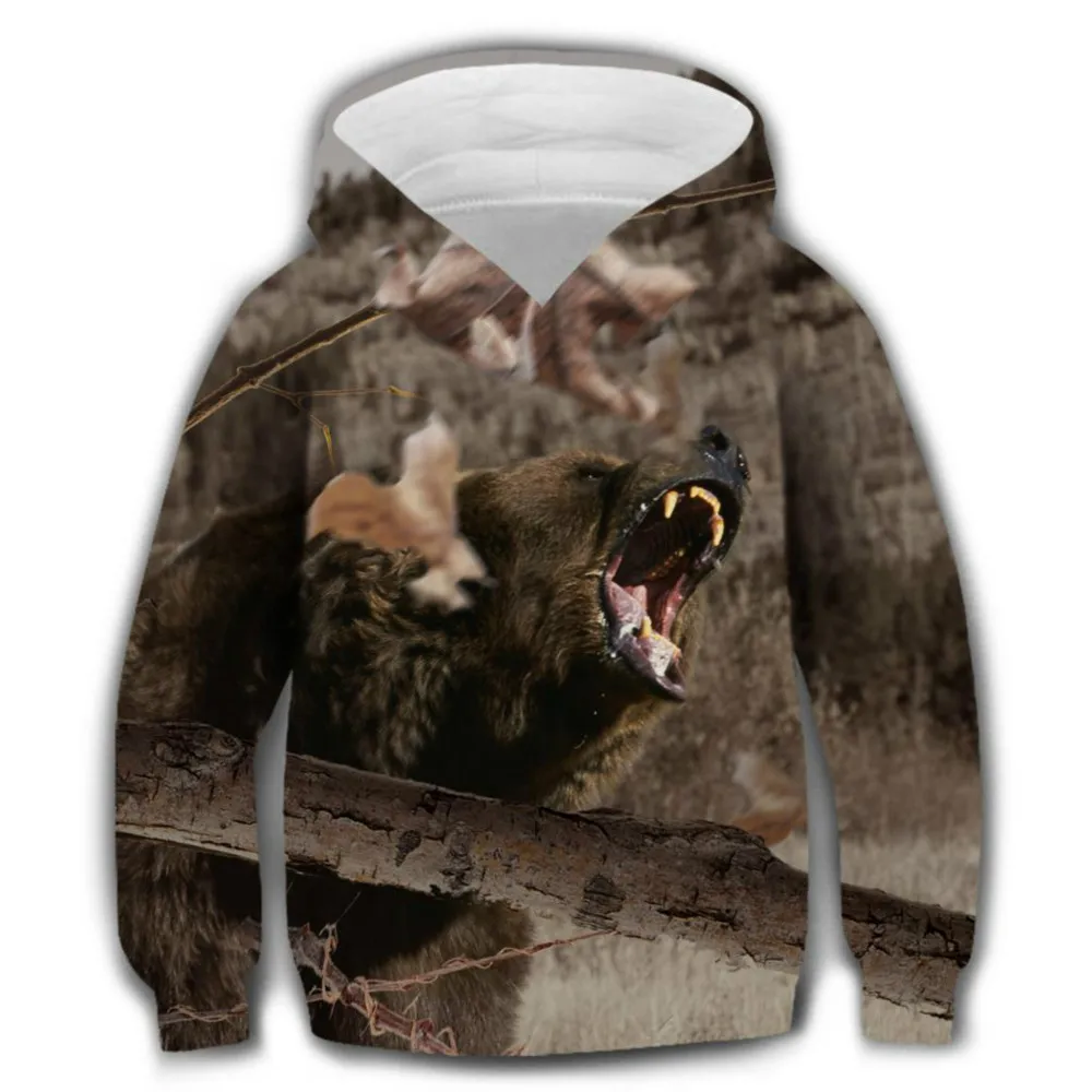 

Spring and autumn men's and women's long-sleeved bird pattern hooded sweatshirts 3D printing wild boar hunting Harajuku clothing