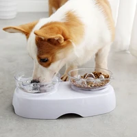 cat bowl transparent slow food cat bowl double bowl feeding drinking pet bowl dog anti choking cat slow food bowl 2021