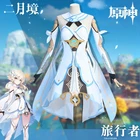 Костюм для косплея Genshin Impact, костюм для косплея путешественника люмина, женский белый костюм, платье для Хэллоуина, женский костюм