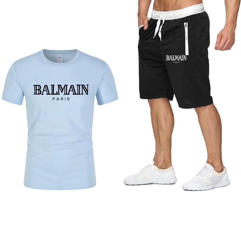 

New 2021 fashion casual sports men's printing fashion brand men's sports T-shirt casual shorts
