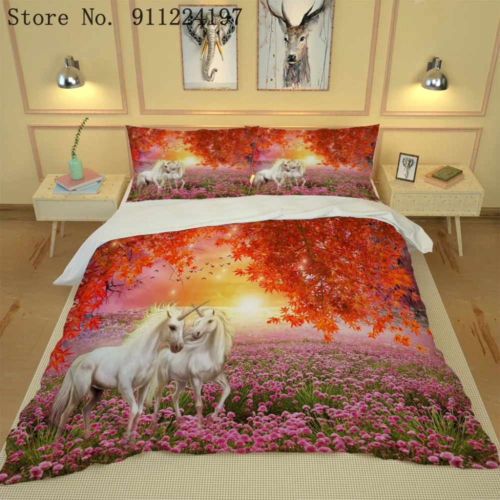 3D печати пододеяльник Белая лошадь Стёганое одеяло крышки Твин Полный Queen