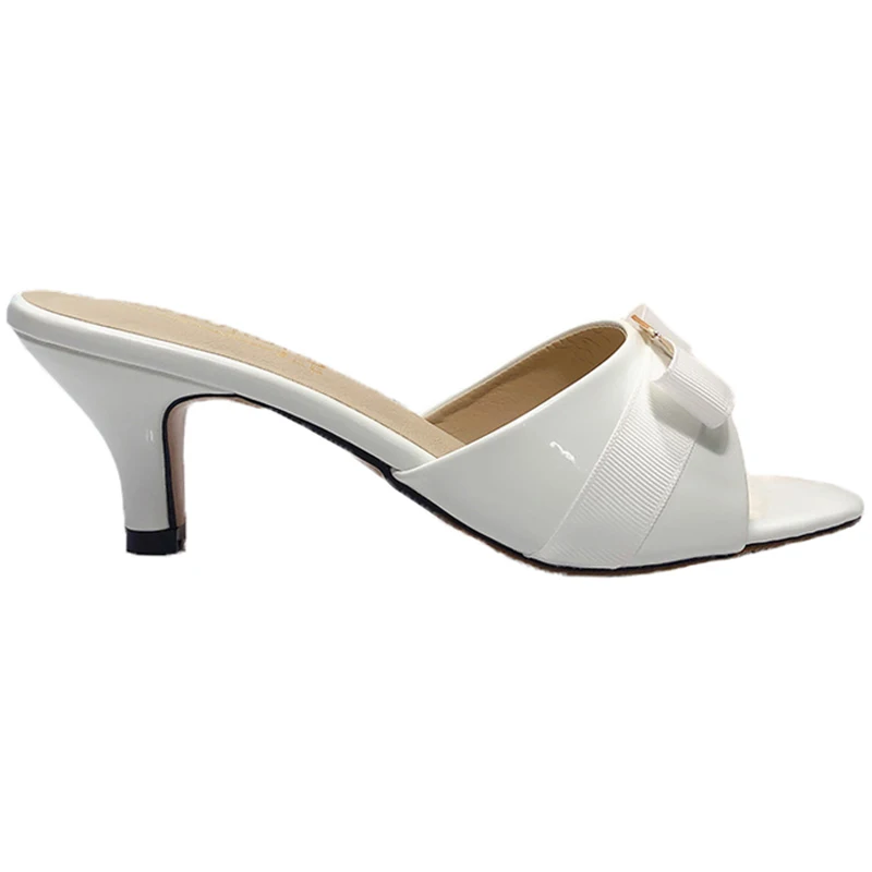 Slippers Female Summer Fashion High-heeled Women's Buckle Fine Heel Patent Leather Sandals Large Size 33-43 | Обувь