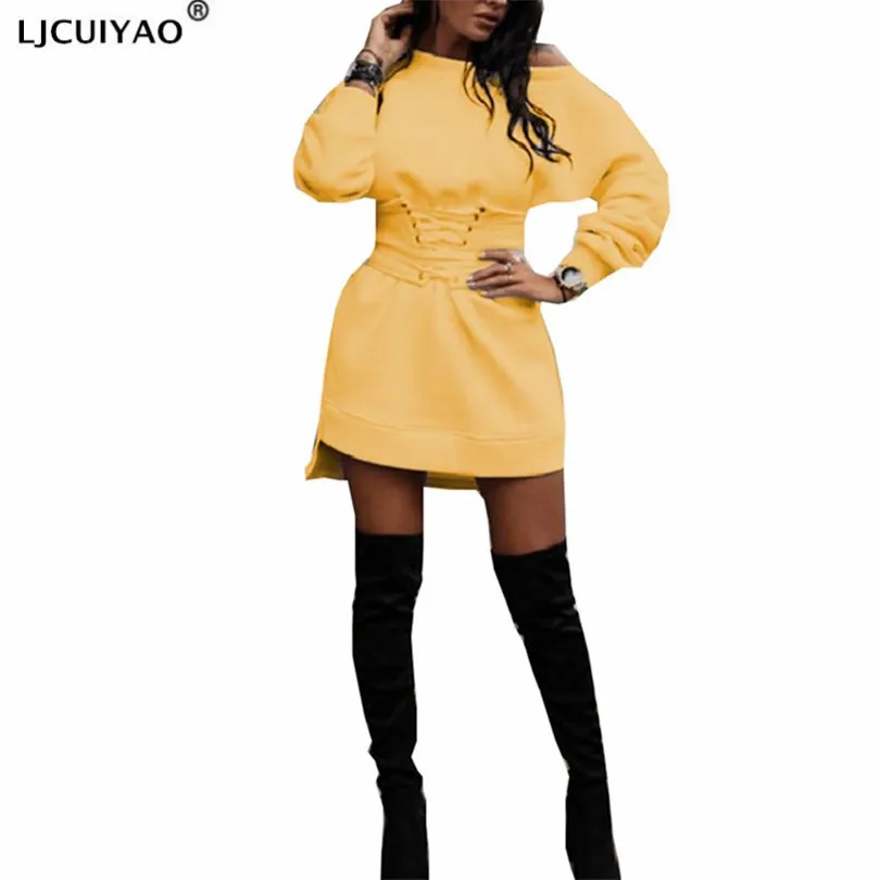 

LJCUIYAO женский свитер платье длинный свитер уличная мода длинный рукав пуловер осень зима флис теплая одежда 2020
