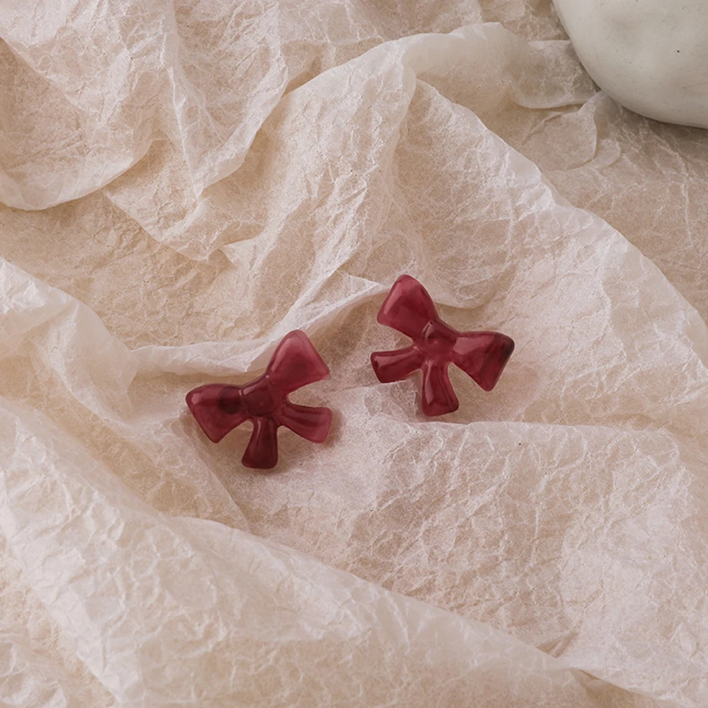 

Korean Stud Earrings Bow Little Earring Cute Women Sweet Transparent Resin Stud Earring Bow Knot Fashion Jewelry Girls Gift