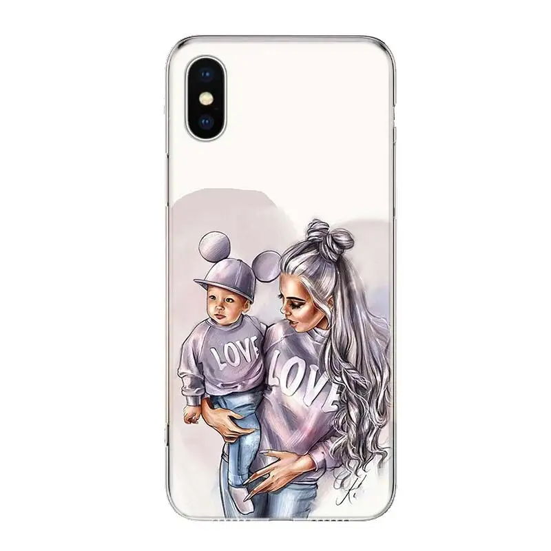 Baby Mom Girls For iPhone 11 13 14 Pro Max 12 Mini Phone Case X XS XR 6 6S 8 7 Plus SE Apple 5 5S Fundas Cover Coque Capa