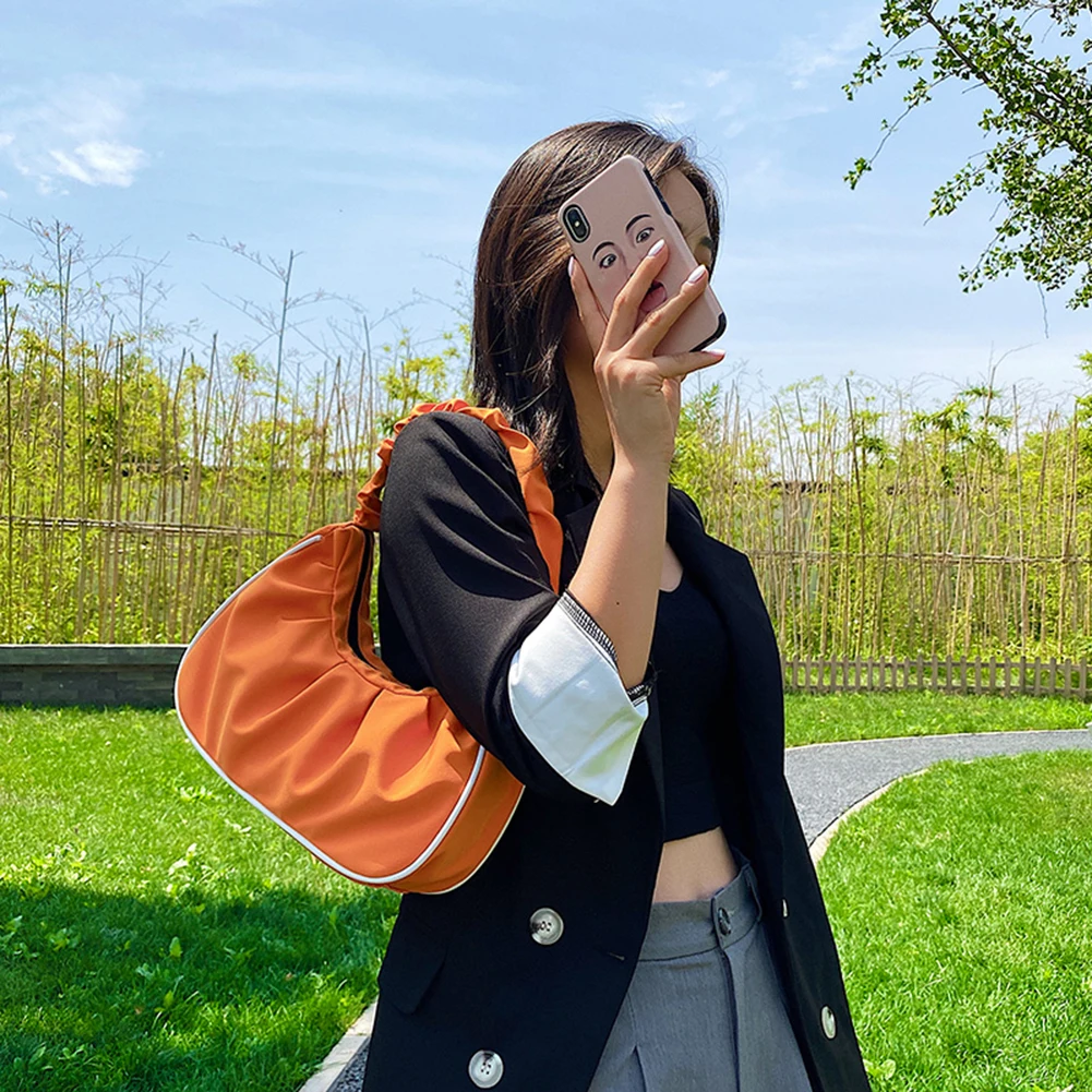

2021 NEW Women Shoulder Bags Casual Nylon Women Handbag Pleated Underarm Shoulder Bags Female Daily Fashion Travel Totes Purse