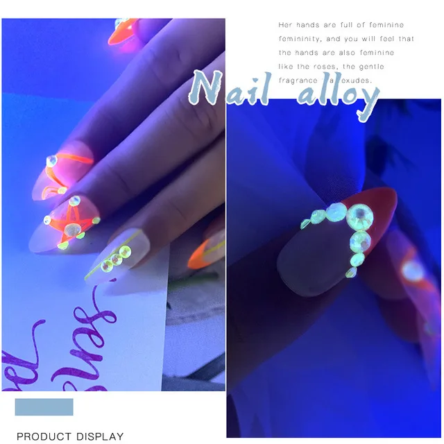 

All Sizes Fluorescence Glass Nail Art Rhinestones SS6-30 Strass Nail Art Decorations Rhinestones Luminous Crystal AB