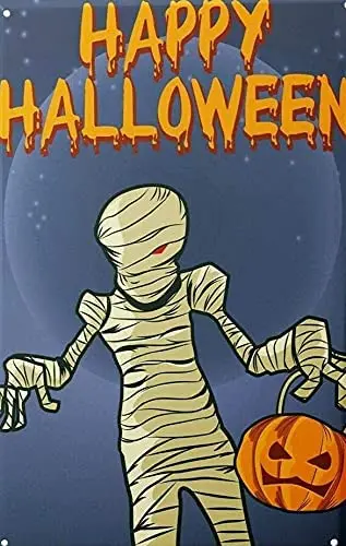 

Vintage Retro Metal Tin Signs Happy Halloween Wall Decoration Tin Sign Retro Decoration for Home Bar Poster Plaque 8x12 Inch