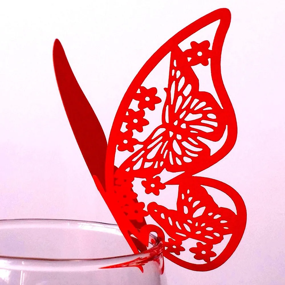 Бабочка полый стакан карта валентинка сиденье свадебный ужин украшение стола