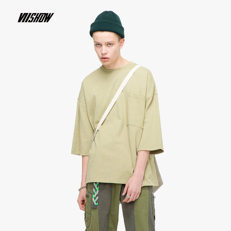 VIISHOW уличная GrassGreen одноцветное Для мужчин футболка бренд Повседневное три