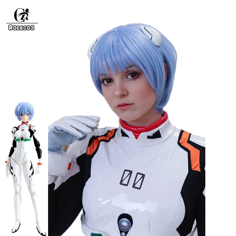 ROLECOS Ayanami Rei косплей парик Аниме EVA Косплей женский синий головной убор