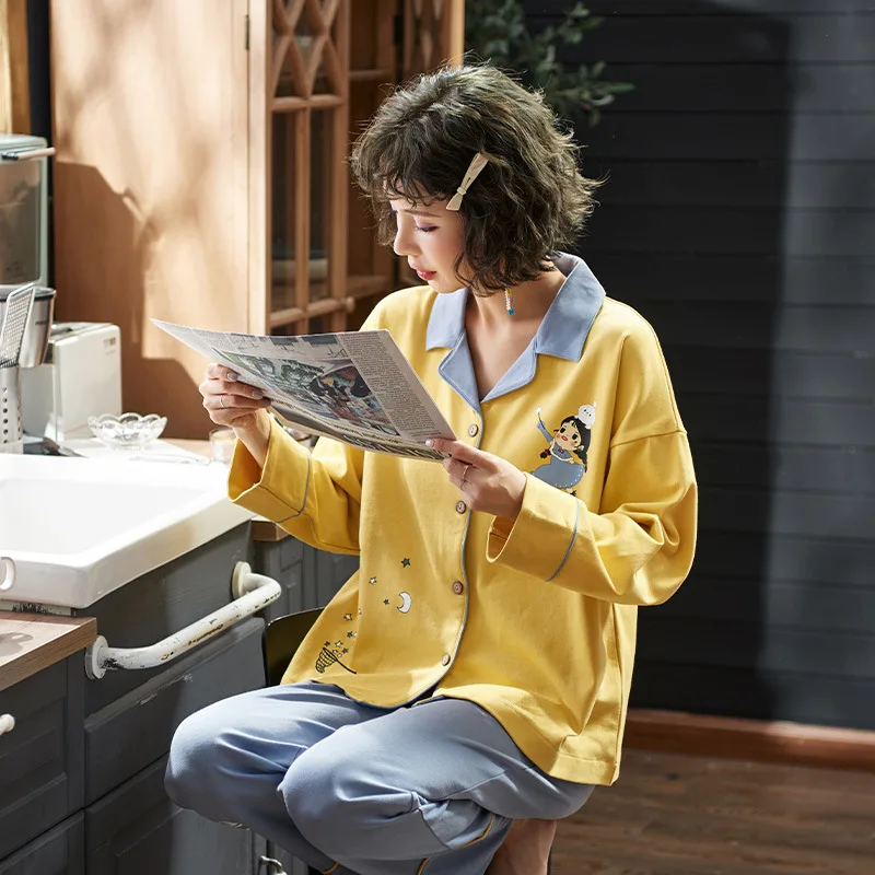 2021Spring and Autumn New Women's Pajamas Long Sleeve  Casual Loose Home Service Pijamas Women Pajamas for Women Pajama Set