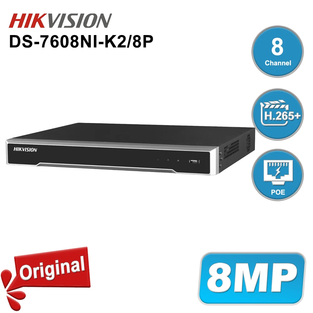 

Hikvision оригинальная Φ/8P 4K 8CH POE NVR CCTV система видеонаблюдения IP 2 SATA HDMI-Совместимость H.265 +