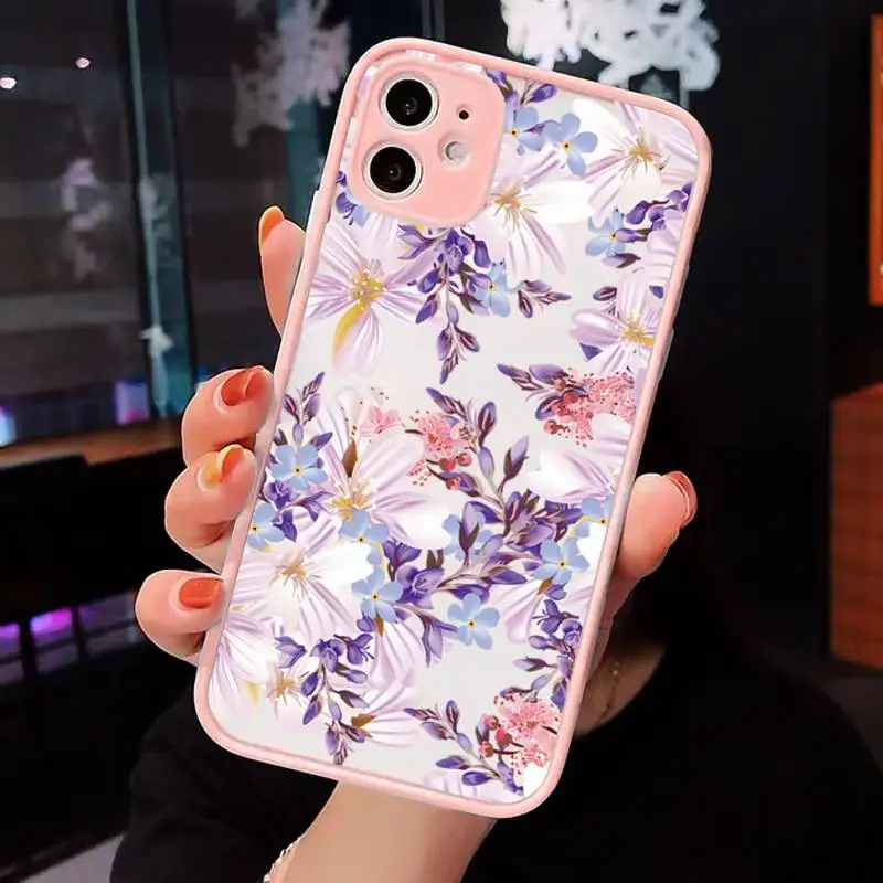 

Summer Beautiful Flowers Phone Cases matte transparent For iphone 7 8 11 12 plus mini x xs xr pro max cover