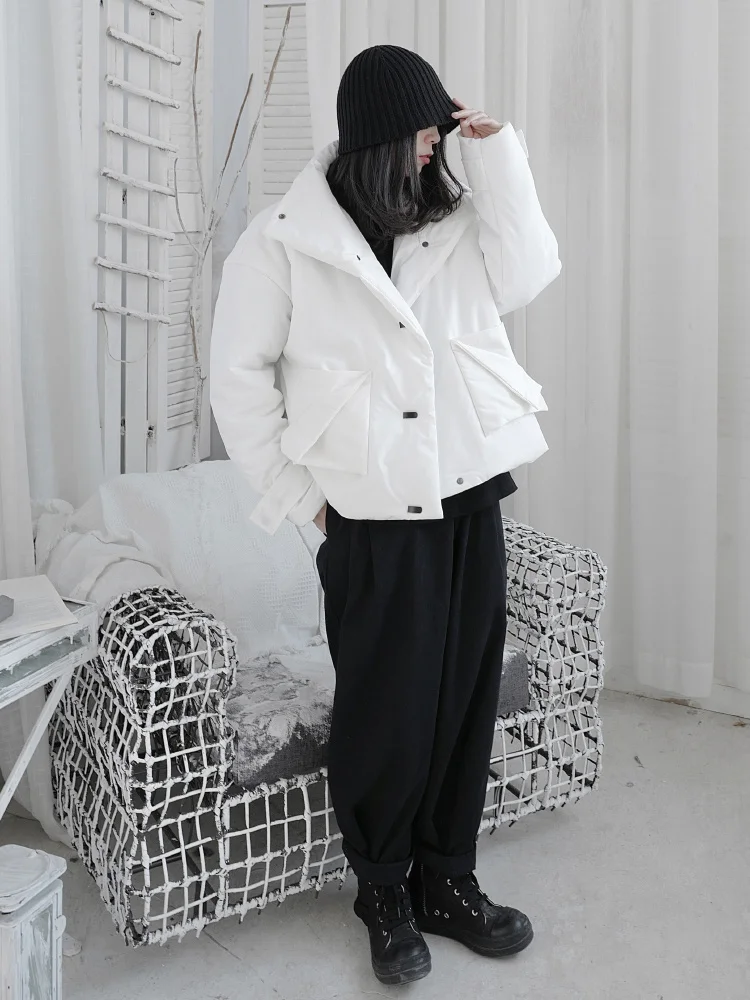 

TINT ERA 2022 Winter New Product Wide Version Homemade Men Women Yoji Yamamoto Dark Short Coat Pioneer Loose Cotton Coat Mujer