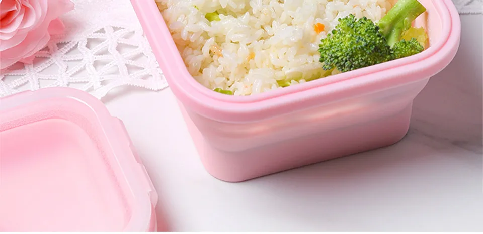 Силиконовый складной Ланч-бокс, контейнер для хранения еды, складной Bento box, BPA Free, Microwavable, портативная миска для еды, уличная коробка