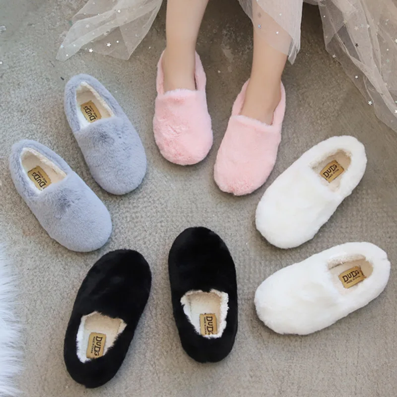 2018 зимняя обувь для девочек плюс лоферы с искусственным мехом Женская без