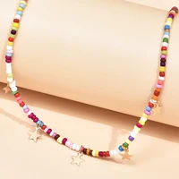 colorful beads chain bohemian vintage tassel star pendant fashion necklaces jewelry for women elegant accessories