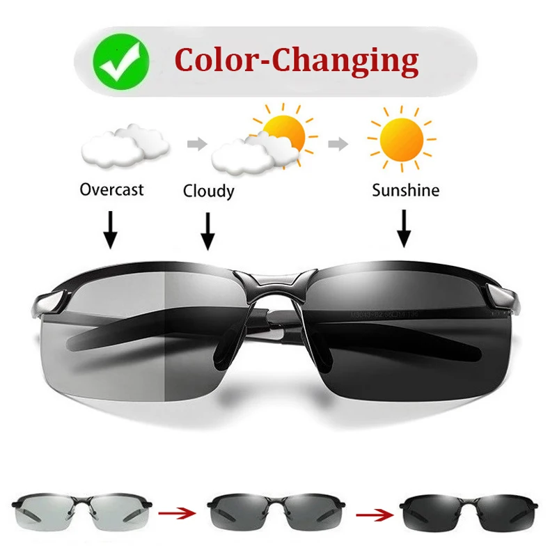 Солнцезащитные очки Мужские фотохромные поляризационные из сплава хамелеоны